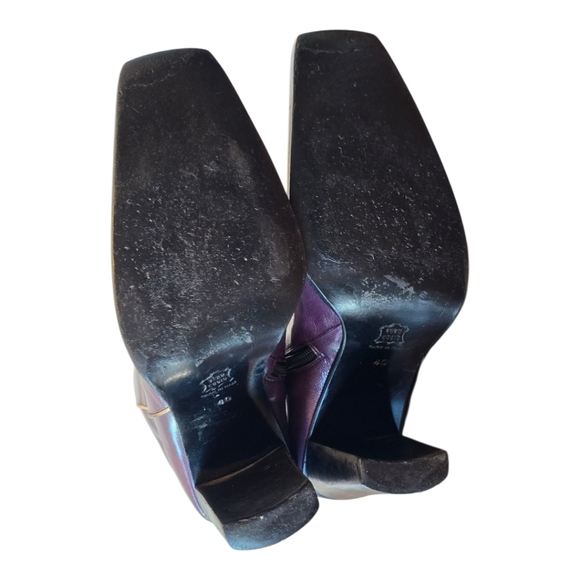 Vero Cuoio Bolero Shiny Purple Leather Side Zip Heeled Boots 10 - Picture 10 of 12